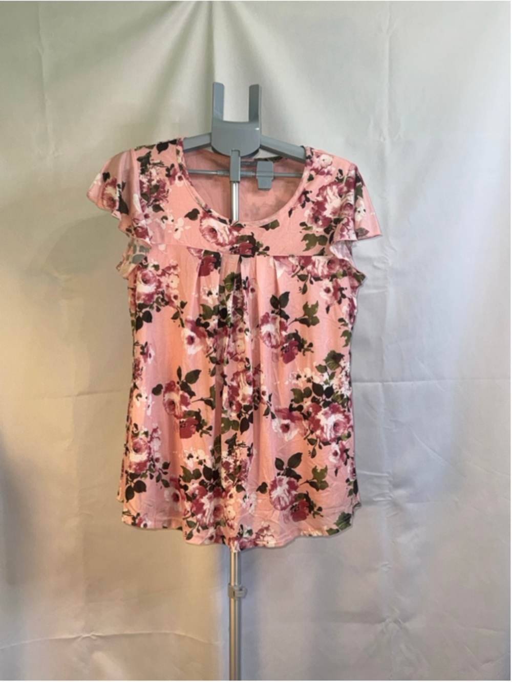 Women's Furnex Pink‎ Floral Short Sleeve Tee L